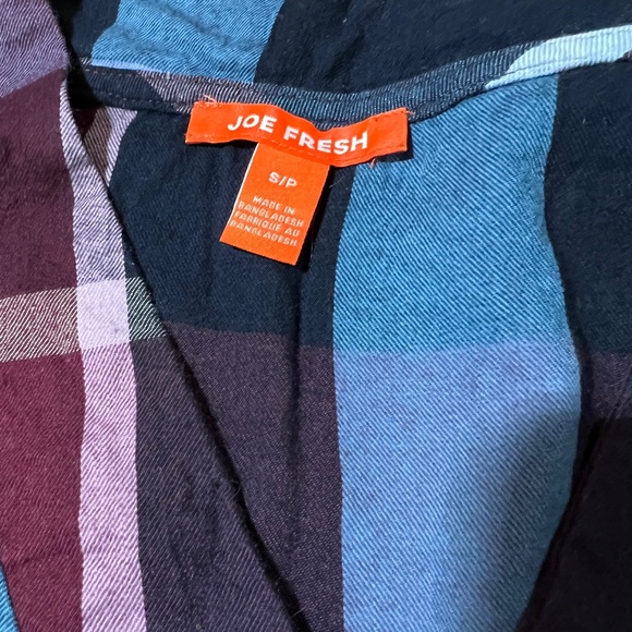Joe Fresh - Madras Tunic - Burgundy Stripe Plaid - Size S - Picture 3 of 6